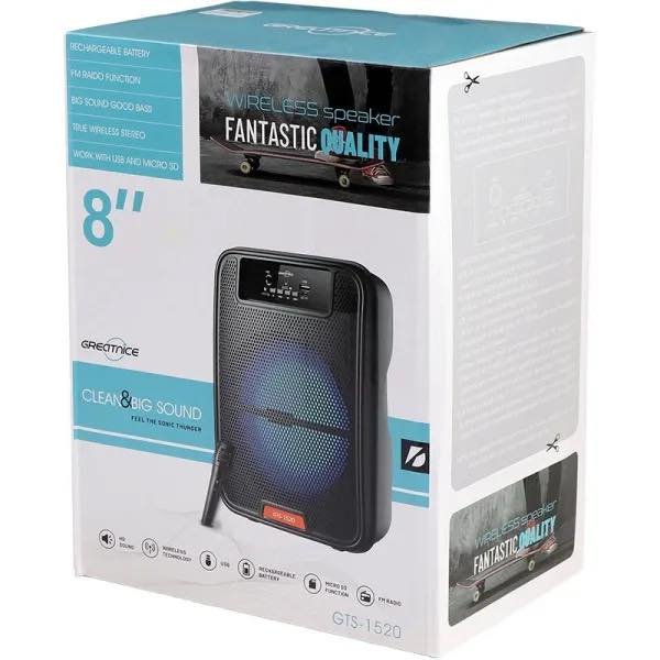 8 INCH SPEAKER GTS-1520- BLUETOOTH WIRELESS SPEAKER TRUE WIRELESS